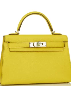 Hermès Kelly Sellier 20 Jaune de Naples Verso Chèvre Palladium