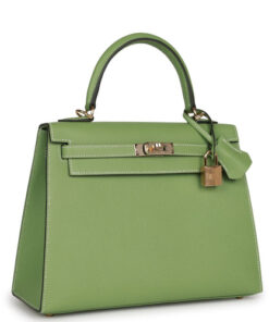 Hermès Special Order (HSS) Kelly Sellier 25 Vert Criquet Epsom Permabrass