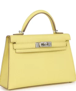 Hermès Kelly Sellier 20 Limoncello Chevre Palladium