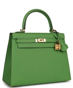Hermès Kelly Sellier 25 Vert Yucca Epsom Gold