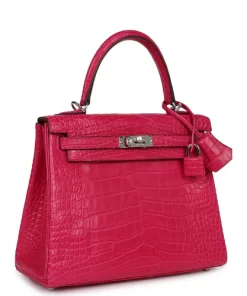 Hermès Kelly Retourne 25 Framboise Matte Alligator Palladium