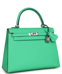 Hermès Kelly Sellier 25 Vert Comics Epsom Palladium
