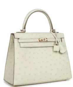 Hermès Special Order (HSS) Kelly Sellier 25 Nata Verso Ostrich Permabrass Hardware