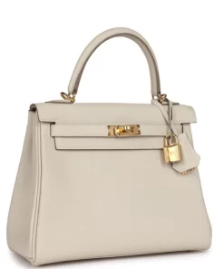 Hermès Kelly Retourne 25 Craie Togo Gold