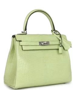 Hermès Kelly Retourne 25 Jaune Bourgeon Matte Alligator Palladium