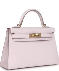 Hermès Special Order (HSS) Kelly Sellier 20 Mauve Pale Verso Chevre Mysore Permabrass