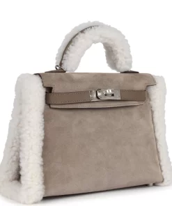 Hermès Teddy Kelly 20 Gris Caillou and Etoupe Swift Palladium Hardware