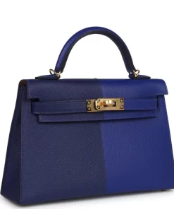 Hermès Casaque Kelly Sellier 20 Bleu Electric and Bleu Encre Epsom Gold Hardware