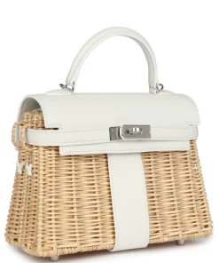 Hermès Mini Picnic Kelly 20 White Swift Palladium Hardware
