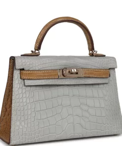 Hermès Special Order (HSS) Kelly Sellier 20 Gris Perle and Kraft Matte Alligator Permabrass