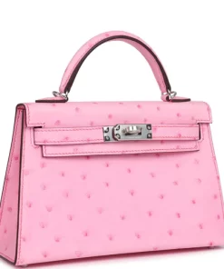 Hermès Kelly Sellier 20 Bubblegum Ostrich Palladium Hardware