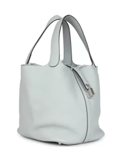 Hermès Picotin Lock 22 Bleu Pale Clemence Palladium