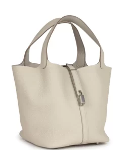 Hermès Picotin Lock 22 Beton Clemence Palladium