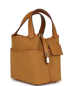 Hermès Picotin Cargo 18 Sesame Swift and Toile Canvas Palladium