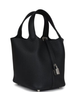 Hermès Picotin Lock 18 Black Clemence Palladium