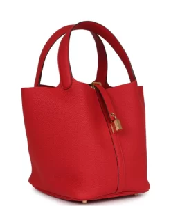 Hermès Picotin Lock 22 Vermillion Maurice Gold Hardware