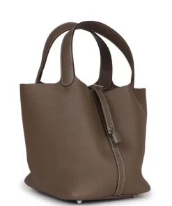Hermès Picotin Lock 22 Etoupe Clemence Palladium