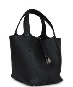 Hermès Picotin Lock 22 Black Clemence Palladium