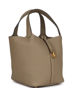 Hermès Picotin Lock 22 Beige Marfa Clemence Gold