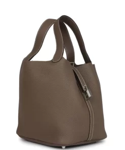 Hermès Picotin Lock 22 Etoupe Clemence Palladium