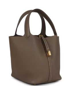 Hermès Picotin Lock 22 Etoupe Clemence Gold Hardware
