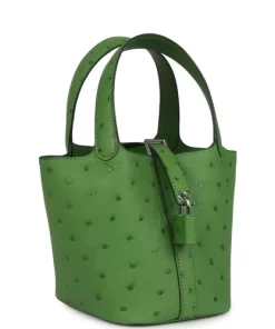 Hermès Micro Picotin Lock 14 Vert Yucca Ostrich Palladium