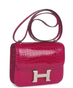 Hermès Constance 18 Rose Pourpre Shiny Alligator Palladium Hardware